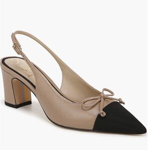 Sam Edelman Willette Slingback Pointed Cap Toe Pump (Women) Tan/Blk